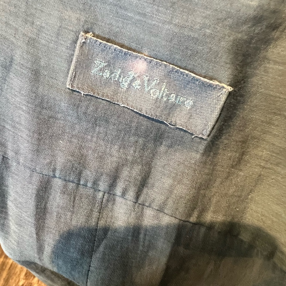 Zadig and Voltaire - Blue Pintucked Short Sleeve top - size M - Picture 5 of 11